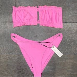 Lovers + friends pink strapless bikini